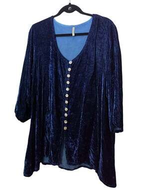 Homefrocks Silk Blend Navy Blue Womens Tunic Top Sz L